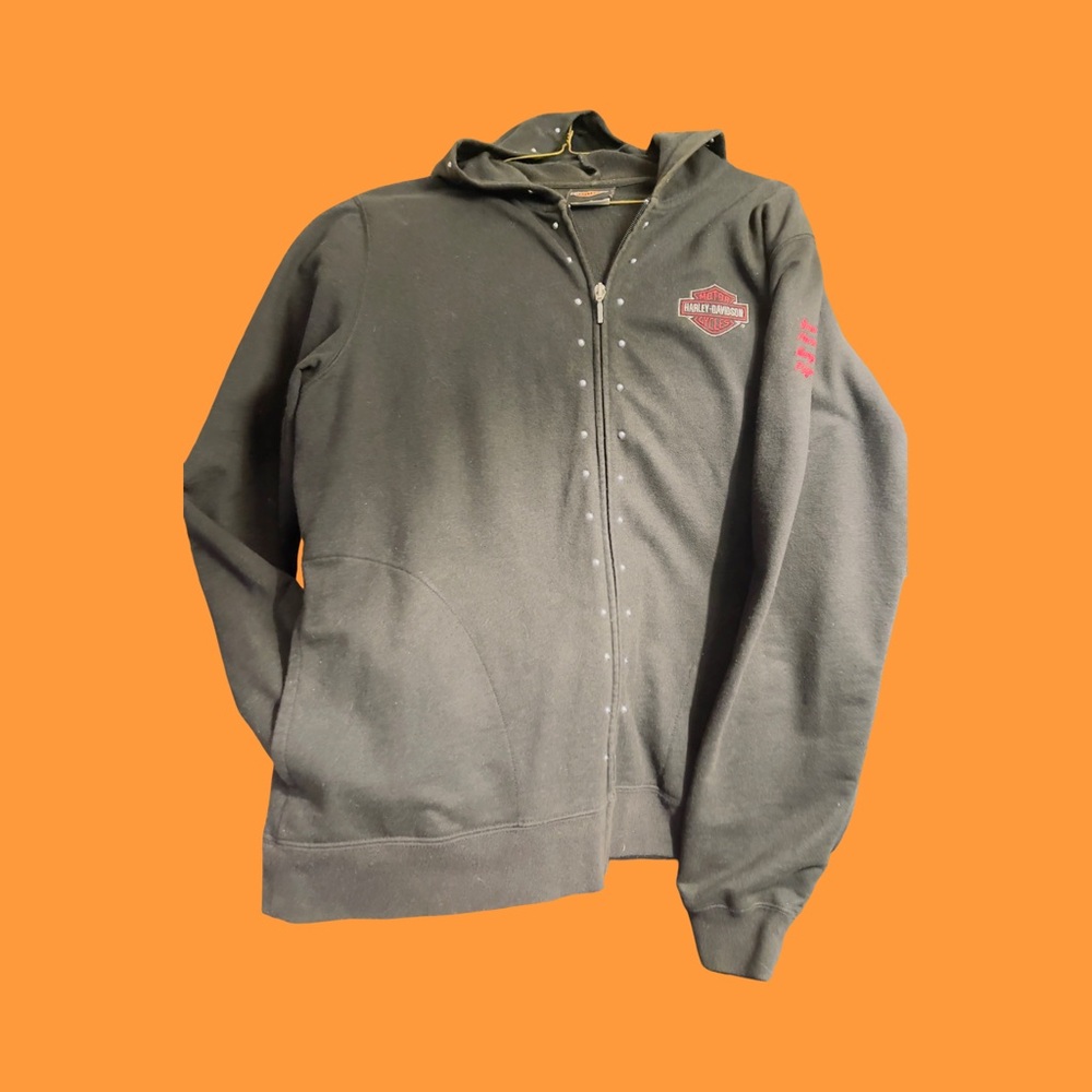 Harley-Davidson Black Zip Up Sweater with Hood